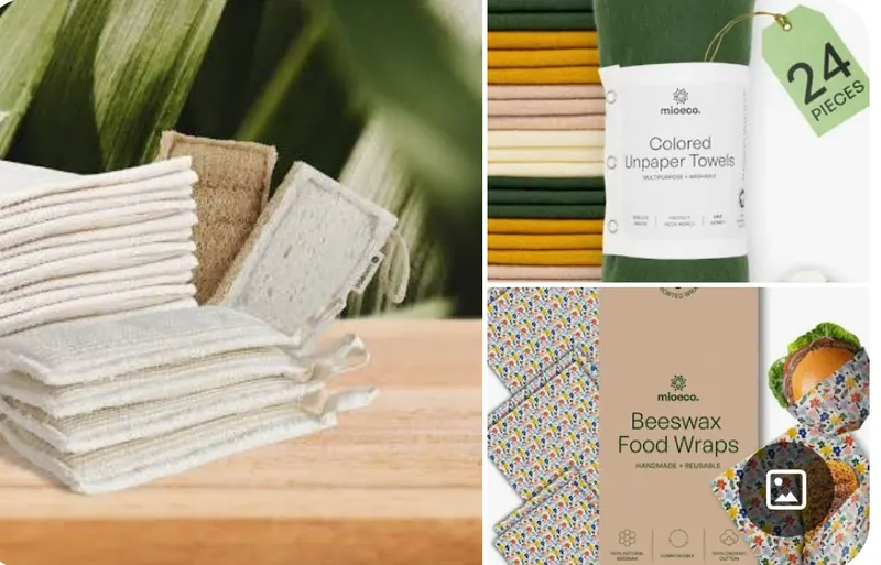 Mio Eco reusable unpaper towels and beeswax food wraps