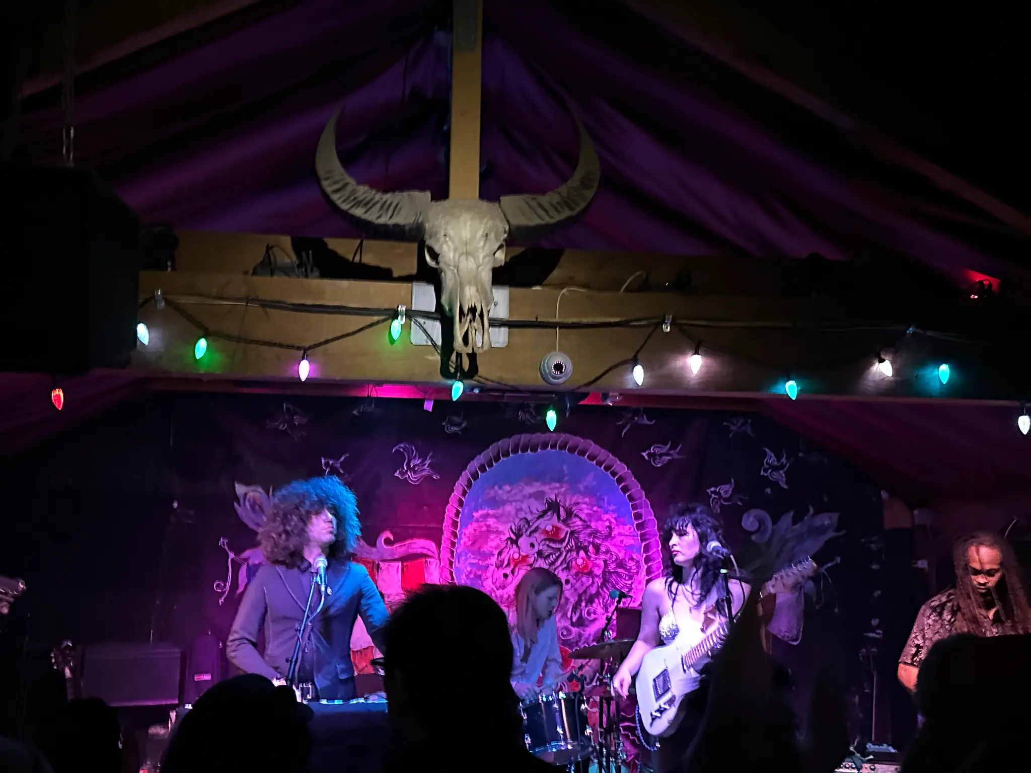 The Flaming Lips performing live on the indoor stage at Pappy and Harriet's Pioneertown Palace